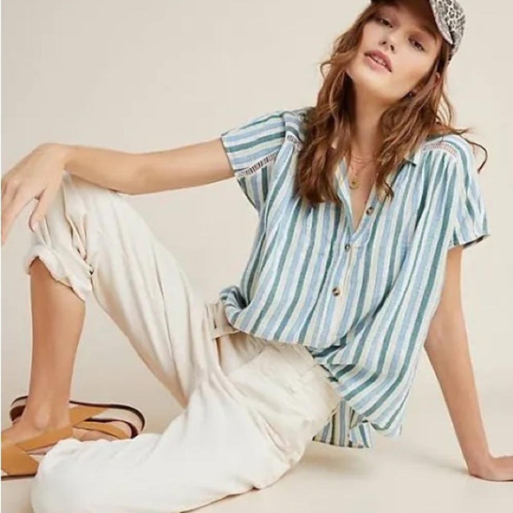 Anthropologie Serena Surf Henley Blouse
